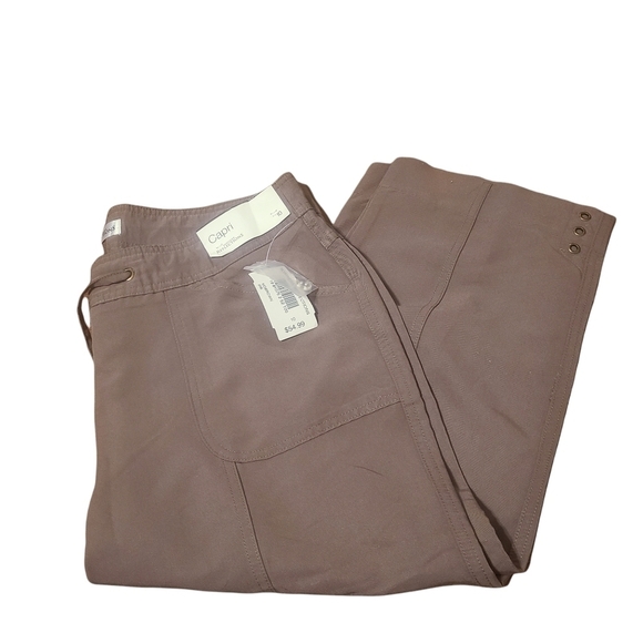 NEW Northern Reflections med brown drawstring waist  wide leg capri pants - Picture 10 of 10